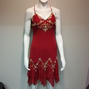 Burgundy chiffon dress